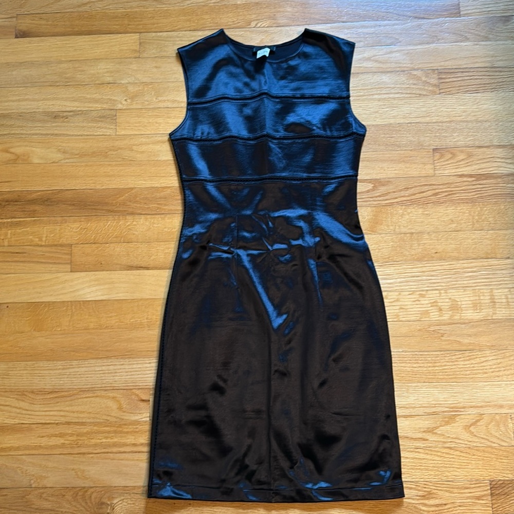 Black satin finish dress - fits like M